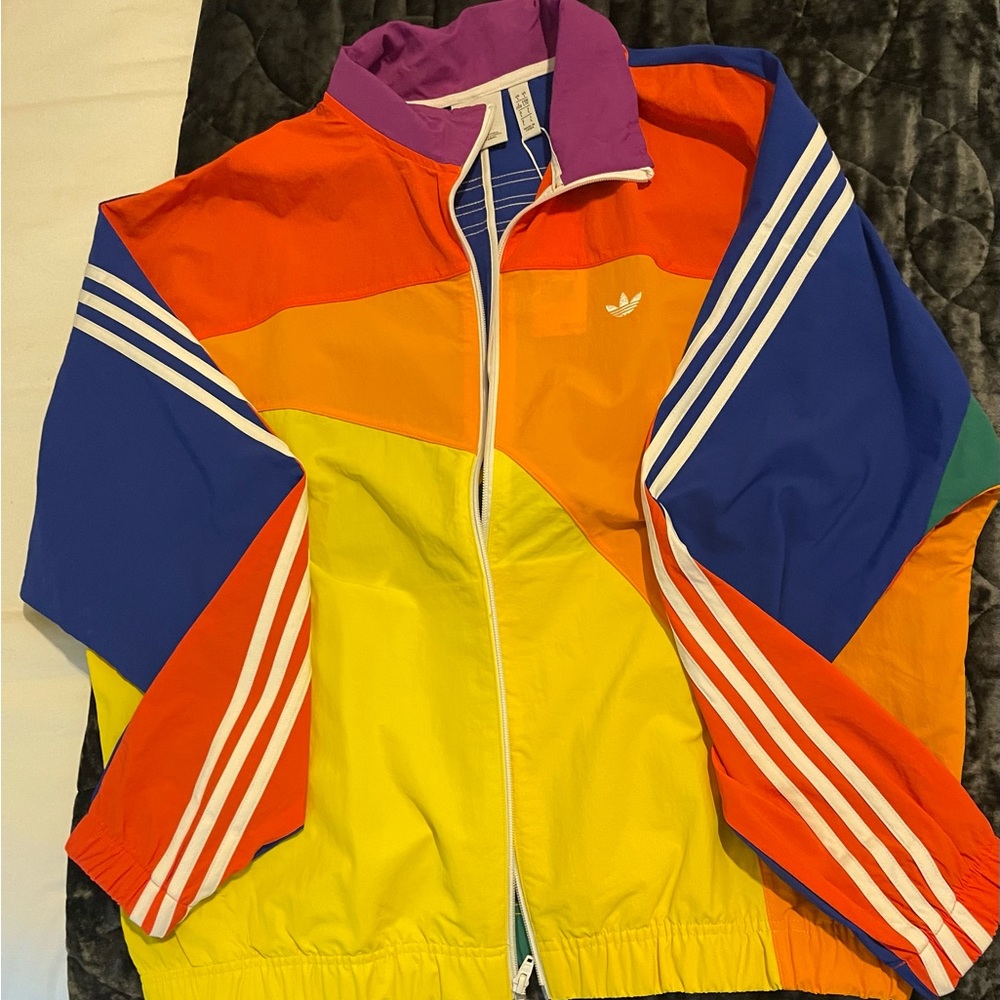 NWT Adidas Original Pride Rainbow Off-Center Jacket Wind Breaker